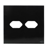 Placa p/ 2 Tomadas 4x4 - Novara Glass Preto Brilhante